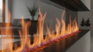 Close-up of the Dimplex Optimyst water-vapour flame effect